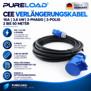 CEE Verlängerungskabel | 16A | 3,6kW | 1-Phasig | 3-Polig | 2–25m