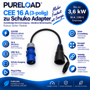 CEE 16A 3Polig zu Schuko | Adapter | 16A 3,6kW