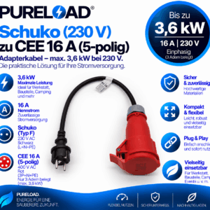 Schuko zu CEE 16A 5Polig | Adapter | 16A 3,6kW