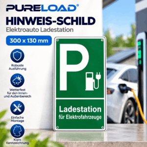 Hinweisschild „Ladestation für Elektroautos“ | Parkplatzkennzeichnung | 300 × 130mm