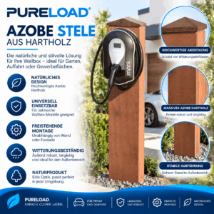 Standfuß | Stele | Ladesäule | Azobé-Hartholz | Hafenholz | für bis zu 2 Wallboxen