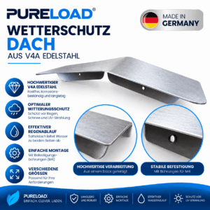 Satteldach für Wallboxen | Wetterschutz | V4A Edelstahl | versch. Größen | Made in Germany
